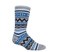 Heat Holders Mens Nordic Patterned Non Slip Thermal Slipper Socks with Grippers - Grey Nylon - Size 6-11