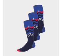 HEAT HOLDERS 3 Pair Multipack Ultra Lite Mens Ski Socks Funky Patterned Striped Knee High Socks (6-11, Dark Blue Zig Zag)