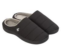 HEAT HOLDERS Mens Slip On Slippers for Winter Anti-Slip Lightweight Warm Fleece Lined Mule Slippers (Black, UK Footwear Size System, Adult, Men, Alpha, Medium, Large)