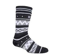 Heat Holders - Mens Fairisle Patterned Non Slip Thick Slipper Socks with Grips