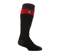 HEAT HOLDERS - Mens Thick Extra Long Striped 2.3 TOG Winter Thermal Knee High Ski Socks (6-11 uk, Black/Red)