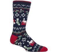 HEAT HOLDERS Men's Fluffy Christmas Thermal Socks | Fuzzy Novelty Winter Lite Socks | Xmas Gift (6-11, Festive Tidings)