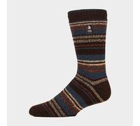Heat Holders Men's Thermal Patterned Brushed Socks With Stripes, Brown 6-11