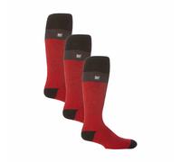 Men's Thermal Striped Ski Socks | High Quality Heat Holders Extra Long Socks - Red