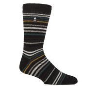Heat Holders Mens Thermal Stripe Pattern Socks for Winter - Black - Size UK 6-11