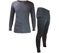 HEAT HOLDERS Mens Thermal Underwear Set Winter Long Sleeve Top & Long Johns (L, Charcoal)
