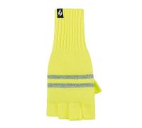 HEAT HOLDERS Mens Thermal Workforce Fingerless Gloves With Reflective Stripes - 3 Colours Available - One Size (Yellow)