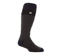 HEAT HOLDERS - Mens Thick Extra Long Striped 2.3 TOG Winter Thermal Knee High Ski Socks (6-11 uk, Grey/Black)