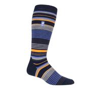 Heat Holders Mens Thin Warm Winter Knee High Lightweight Thermal Ski Socks - Dark Blue Stripe - 6-11 UK