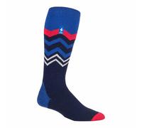Heat Holders Mens Thin Warm Winter Knee High Lightweight Thermal Ski Socks - Dark Blue Zig Zag - 6-11 UK
