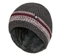 HEAT HOLDERS Mens Turnover Cuff Winter Beanie Knitted Striped Thermal Hat (One Size, Charcoal)