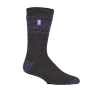 Heat Holders Mens Twist Patterned Thick Winter Warm Thermal Socks - 6-11 UK - Charcoal / Purple (Athens)