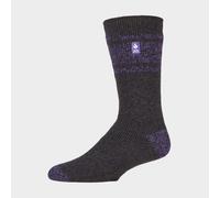 HEAT HOLDERS - Mens Extra Thick Thermal Socks for Winter | Warm Fluffy Fleece Insulated Socks | Gifts for Men (6-11, Charcoal/Purple (Athens))