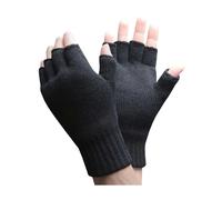 HEAT HOLDERS Mens 1 Pair 2.3 Tog Heatweaver Yarn Fingerless Gloves One Size Black