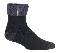 Heat Holders - Mens Warm Luxury Fleece Lined Lounge Bed Socks - Black - Size 6-11