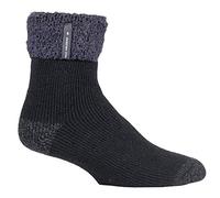 HEAT HOLDERS - Mens Warm Luxury Fluffy Fleece Lined Lounge Sleep Bed Socks (6-11 UK, Black 2)
