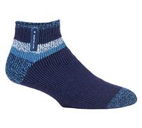 HEAT HOLDERS - Mens Warm Luxury Fluffy Fleece Lined Lounge Sleep Bed Socks (6-11 UK, Navy Block Stripe (Aubin))