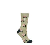 HEAT HOLDERS RHS The Royal Horticultural Society Women's Thermal Socks x RHS 1.6 TOG Lite, Warm, Fruit, Floral & Botanical Patterned, Gift for Gardeners, 1 Pair Size 4-8 Roses Sage 4-8