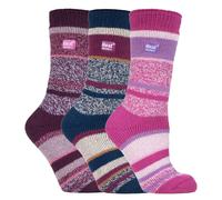 Heat Holders Set of 3 Insulated Thermal Ladies Socks for Ultimate Cold Weather Comfort - 4-8 UK - Block Stripe