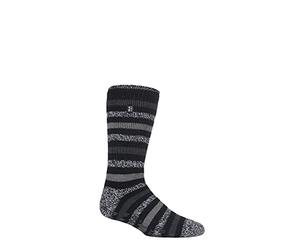 HEAT HOLDERS SOCKSHOP 2.3 TOG Plain and Patterned Slipper Socks Pack of 1 Stripe Black/Charcoal 6-11
