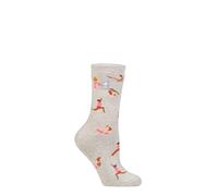 HEAT HOLDERS SOCKSHOP Ladies 1.6 TOG Lite Hobby Patterned Warm Cosy Soft Thermal Socks Pack of 1 Namaste Light Grey 4-8