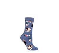 HEAT HOLDERS SOCKSHOP Ladies 1.6 TOG Lite Hobby Patterned Warm Cosy Soft Thermal Socks Pack of 1 Book Worm Denim 4-8