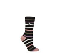 HEAT HOLDERS SOCKSHOP Ladies 1.6 TOG Lite Patterned and Striped Socks Pack of 1 (UK, Numeric, 4, 8, Regular, Regular, Annika Black)