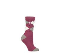 HEAT HOLDERS SOCKSHOP Ladies 1.6 TOG Lite Patterned and Striped Socks Pack of 1 (UK, Numeric, 4, 8, Regular, Regular, Cali Muted Coral)