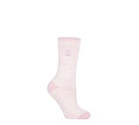 HEAT HOLDERS SOCKSHOP Ladies 1.6 TOG Lite Patterned and Striped Socks Pack of 1 (4-8, Venice Heel & Toe Dusted Pink)