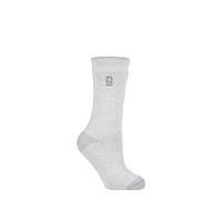 HEAT HOLDERS SOCKSHOP Ladies 1.6 TOG Lite Patterned and Striped Socks Pack of 1 (4-8, Venice Heel & Toe Silver Grey)