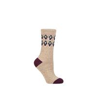 HEAT HOLDERS SOCKSHOP Ladies 1.6 TOG Lite Patterned and Striped Socks Pack of 1 Lourdale Fairisle Oatmeal 4-8