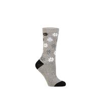 HEAT HOLDERS SOCKSHOP Ladies 1.6 TOG Lite Patterned and Striped Socks Pack of 1 St Moritz Snowflake Fairisle Grey 4-8