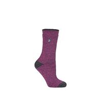 HEAT HOLDERS SOCKSHOP Ladies 1.6 TOG Lite Patterned and Striped Socks Pack of 1 Twist Raspberry/Charcoal 4-8