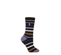 HEAT HOLDERS SOCKSHOP Ladies 1.6 TOG Lite Patterned and Striped Socks Pack of 1 (UK, Numeric, 4, 8, Regular, Regular, Annika Navy)