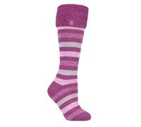 HEAT HOLDERS SOCKSHOP Ladies 2.3 TOG Hellebore Cosy Cuff Wellington Boot Socks 4-8 Pink Stripe