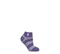HEAT HOLDERS SOCKSHOP Ladies 2.3 TOG Patterned and Striped Ankle Slipper Socks Pack of 1 (4-8, Valencia Mulberry Purple/White, numeric_4)