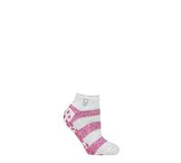 HEAT HOLDERS SOCKSHOP Ladies 2.3 TOG Patterned and Striped Ankle Slipper Socks Pack of 1 Valencia Light Grey/Berry 4-8