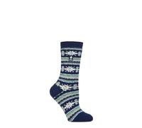 Heat Holders Lightweight Nordic Thermal Socks for Women - Winter Comfort - 4-8 UK - Indigo/Rose