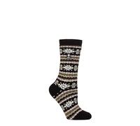 Heat Holders Lightweight Nordic Thermal Socks for Women - Winter Comfort - 4-8 UK - Black/Olive