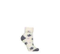 HEAT HOLDERS SOCKSHOP Ladies Socks - Turn Over Cuff Sleep Lite, Warm Chunky Thermal Bed Socks, Patterned, 1 Pair Pack Size 4-8 (UK, Numeric, 4, 8, Regular, Regular, Snowflake Cream)