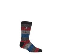 Heat Holders Mens Twist Patterned Thick Winter Warm Thermal Socks - 6-11 UK - Black / Grey / Red (Milan)