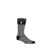 HEAT HOLDERS SOCKSHOP Mens 2.3 TOG Patterned and Plain Thermal Socks Pack of 1 Porto Rugged Block Stripe Black/Green 6-11