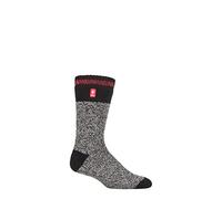 HEAT HOLDERS SOCKSHOP Mens 2.3 TOG Patterned and Plain Thermal Socks Pack of 1 Porto Rugged Block Stripe Black/Red 6-11