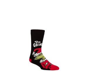HEAT HOLDERS SOCKSHOP The Grinch Thermal Socks for Men 1.6 TOG Lite Thick Warm Cosy Soft Winter Lounge Bed Wear Novelty Character Gift Comfortable Cold Weather Layers Indoor Use Black 6-11
