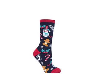 HEAT HOLDERS SOCKSHOP Women's Christmas Sock 1.6 TOG Lite Thermal, Warm, Cosy, Xmas Novelty Patterned Pack of 1 Size 4-8 Festive Fun 4-8
