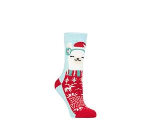 HEAT HOLDERS SOCKSHOP Women's Christmas Sock 1.6 TOG Lite Thermal, Warm, Cosy, Xmas Novelty Patterned Pack of 1 Size 4-8 Cosy Alpaca