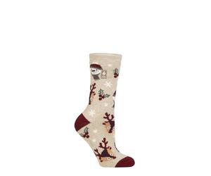 HEAT HOLDERS SOCKSHOP Women's Christmas Sock 1.6 TOG Lite Thermal, Warm, Cosy, Xmas Novelty Patterned Pack of 1 Size 4-8 Snowy Christmas