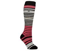 Heat Holders Ladies Thermal Striped Ski Socks - Coral / Pink - 4-8 UK