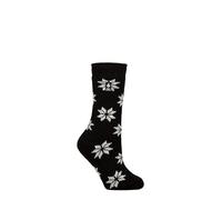 HEAT HOLDERS SOCKSHOP Women's Socks - 2.3 TOG Thermal, Warm, Cosy, Patterned, Pack of 1 Size 4-8 Bold Snowflake Black 4-8