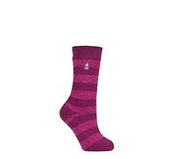 HEAT HOLDERS SOCKSHOP Women's Socks - 2.3 TOG Thermal, Warm, Cosy, Patterned, Pack of 1 Size 4-8 (4-8, Tuscany Chunky Stripe Deep Fuchsia/Berry)